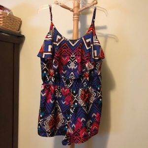 Sleeveless Aztec Print Romper